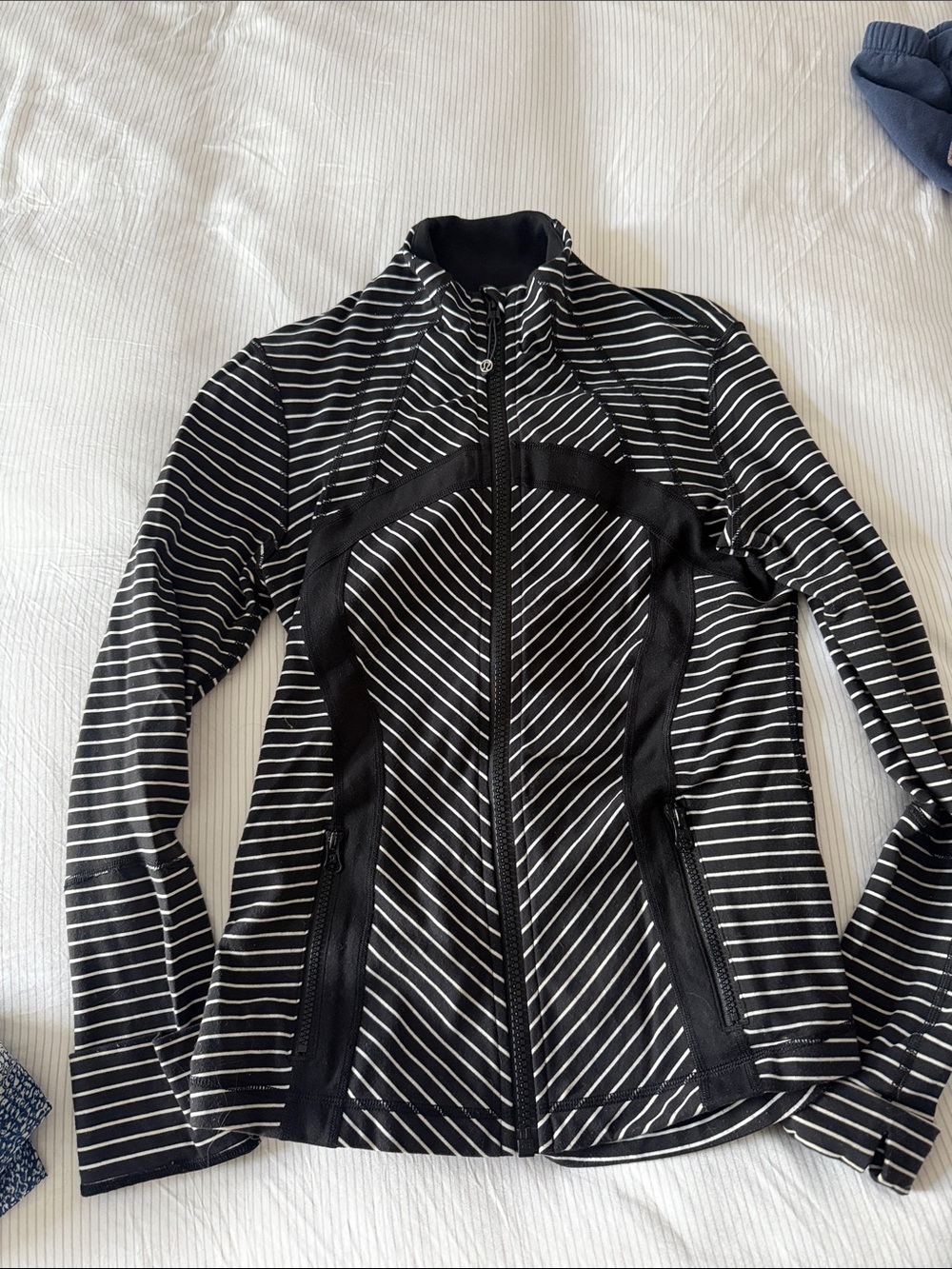 lululemon athletica Black & White Striped Bomber Jacket